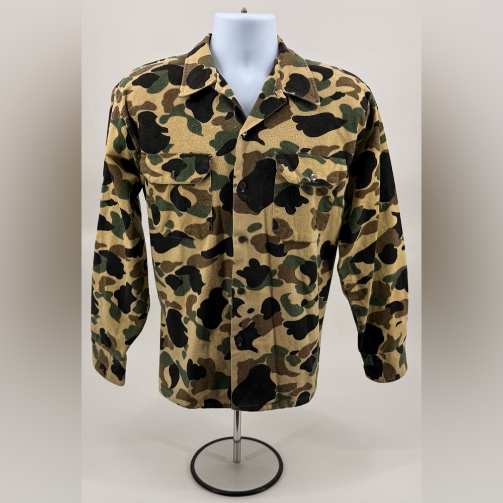 Bellcraft Army Duck Camo Button‎ Down Chamois Flannel Shirt Men's L 16-16.5